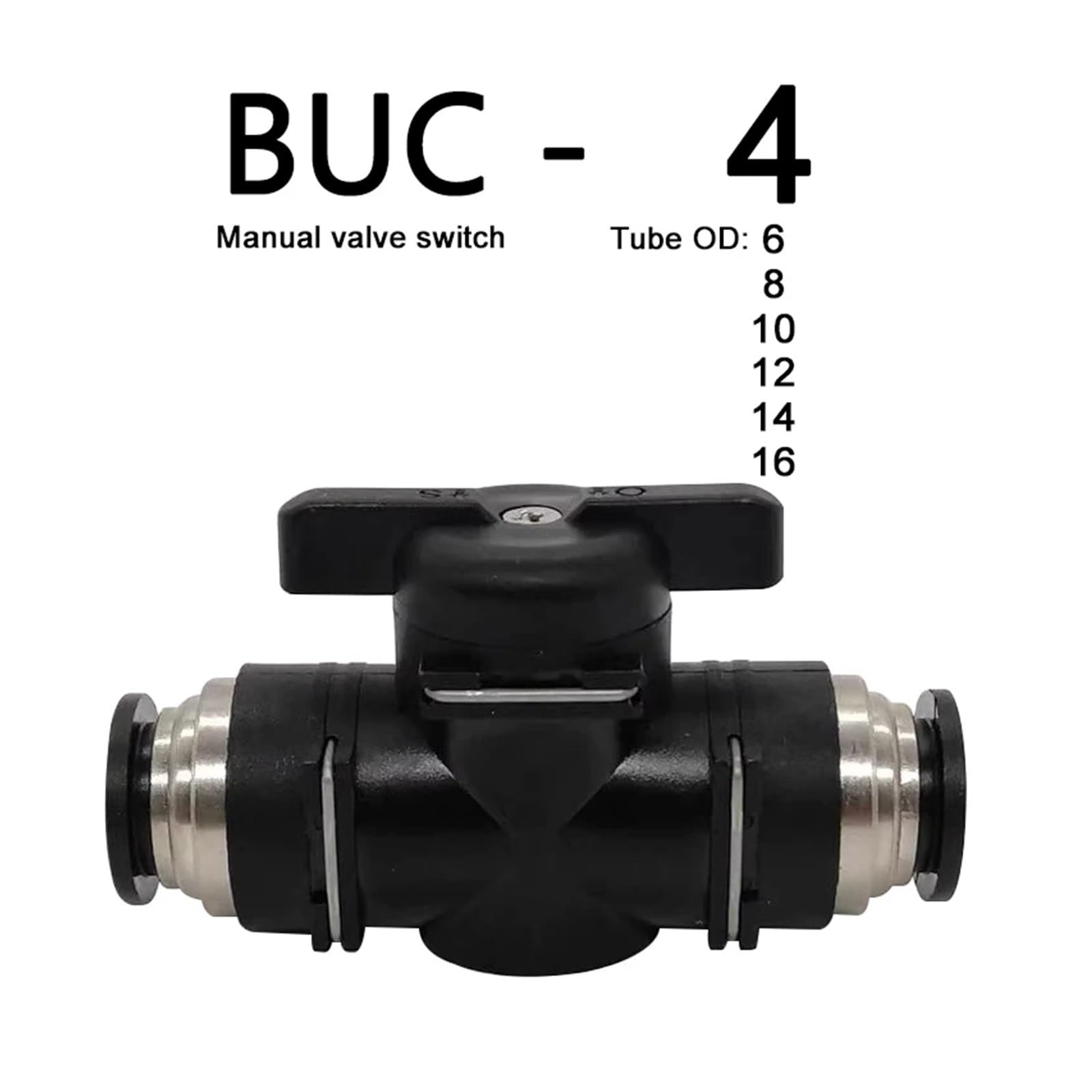 BUC złącze pneumatyczne szybkozłącze, ręczny zawór do obracania przełącznika, ręczne ograniczenie prądu kulowego, 4 mm, 6 mm, 8 mm, 10 mm, 12 mm (BUC 12 mm, 50 szt.)