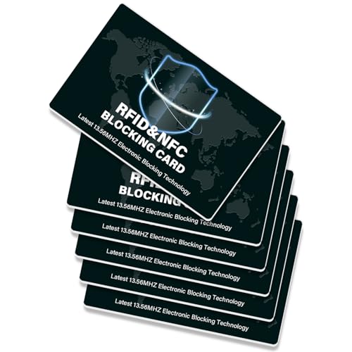 RFID Blocking Card 6 Pack, Advanced Non-Contact NFC Debit Credit Card Passport Protection,Wallet Protector Blocker Guard