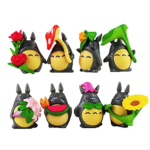 QWYU 8 unids/set My Neighbor Totoro Figura de Acción Anime Miyazaki Hayao Lindas Flores Totoro...