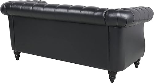 Miniatura 29 de RARZOE Moderno juego de sofá de 2 piezas para sala de estar, contemporáneo con botones copetudos, de piel sintética, sofá de tres plazas y sofá de