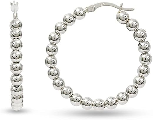 Amazon Brand – Nora Nico 925 Sterling Silver Jewelry Light-Weight Hollow Ball Hoop Earrings for Women -BIS Hallmarked