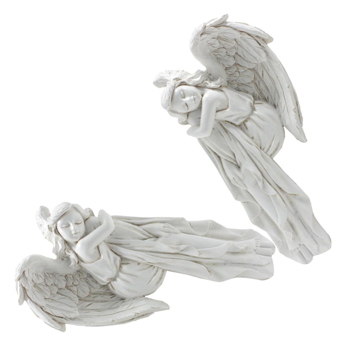 Artibetter 2 Pezzi Decorazione per Porta Angeli in Resina Bianco, Statuette Classiche per Angoli di Finestra, Atmosfera Accogliente Natalizia