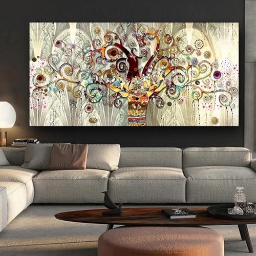 Images d'art mural de prestige arbre riche en or et toile de lin premium YAJNILUCK
