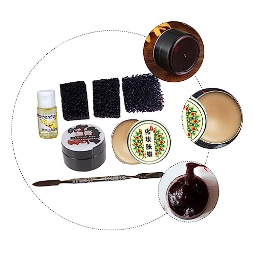 FOMIYES Set Halloween Makeup Wax Kit Fake Blood Stage Makeup Wax Face Painting Wax Stipple Sponge Makeup Modeling Scar Wax Special Effects Skin Wax Scar Wax Makeup Halloween Blood Makeup