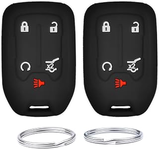 UOKEY Silicone Keyless Remote Key Fob Protector Cover fit for Chevrolet Chevy Silverado Suburban Tahoe GMC Acadia Sierra Terrain Yukon .Part Number：HYQ1AA(5 Buttons)