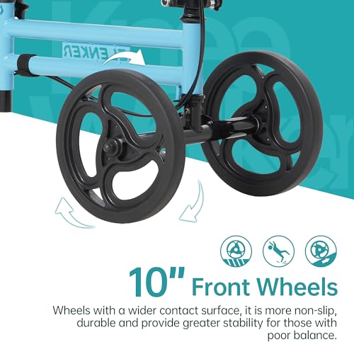 Elenker EK-B00550A4 Adjustable Steerable Knee Scooter For Foot Injuries Ankles Surgery Medical Knee Walker Crutches Alternative Light Blue+White thumb #6