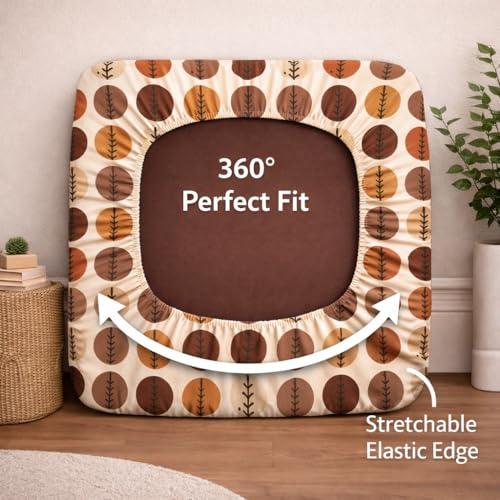 Image of STITCHNEST 'Contour Fit Series' Stretchable Printed Wooden Sofa Cover (Pack of 4) - Elastic Wooden Chair Cover | Wooden Sofa Seat Cover | Size - 20-21 x 20-21 x 3-5 in