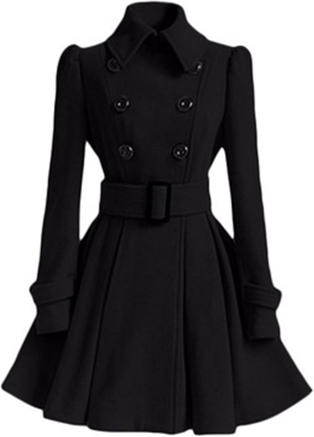 [RAMEMO] ラシャコート ワンピース 長袖 ドレス ハイネック 折り襟 ベルト付き 細身 スリム チェスターコート ロングコー