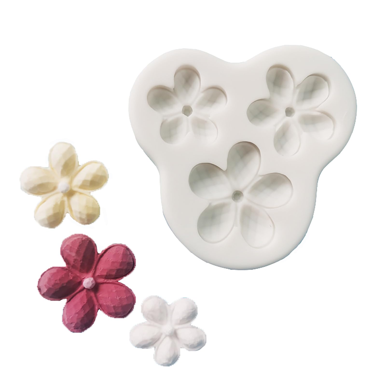 Moldes de Silicona de Flores, Molde para Velas con Forma de Flor en 3D Fácil de Desmoldar, Moldes para Hornear Pasteles de Fondant, para Caramelos Gelatina Jabón Hielo, 50pcs
