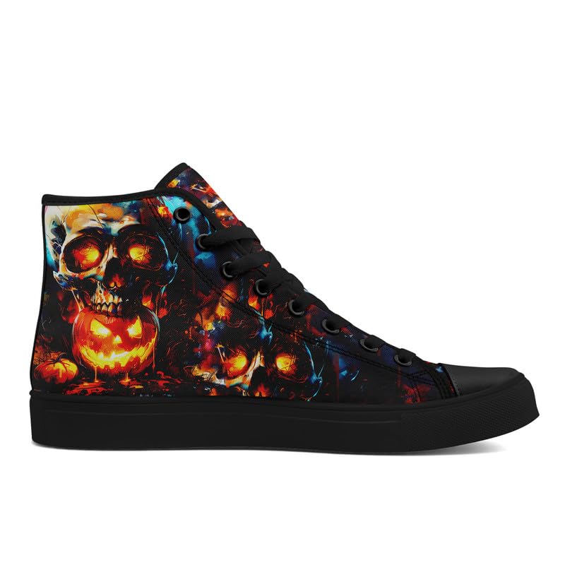 High Top Canvas Sneakers for Men Women Skull Printed Fashion Shoes Lace up Casual Walking Sneaker2