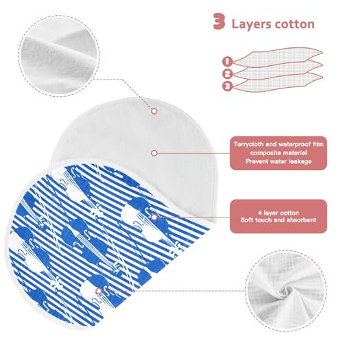 Striped Musical Blue Baby Burp Cloths Baby Bibs Burp Clothes Cotton Burping Cloths for Babies Burp Cloth Curved Absorbent Washcloths for 22x11IN Baby Boy Girl Essentials,2 Pack4