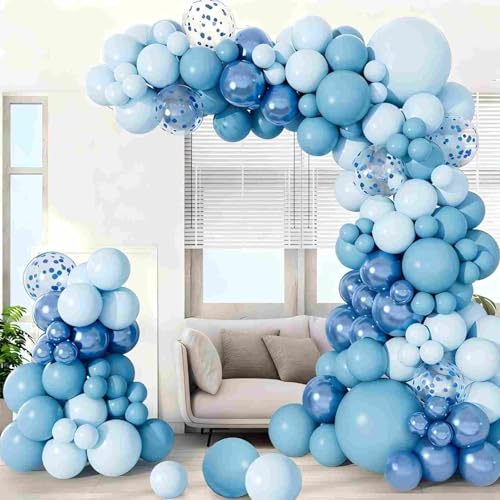Luftballon Girlande Blau - 99pcs Ballon Girlande Set mit Macaron Blau Konfetti Ballon für Geburtstag Junge, Babyparty Dekoration, Gender Reveal Party,Taufe, Hochzeit