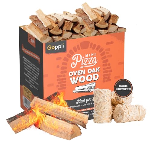 Comparison: Best Wood For Pizza Ovens 7 Kiln Dried Pizza Oven Wood 5-6 Inch Oak Logs – 12-14 lbs Mini Split Firewood with 10 Natural Fire Starters – Cooking Wood for BBQ, Grilling, Smoking, and Outdoor Pizza Ovens
