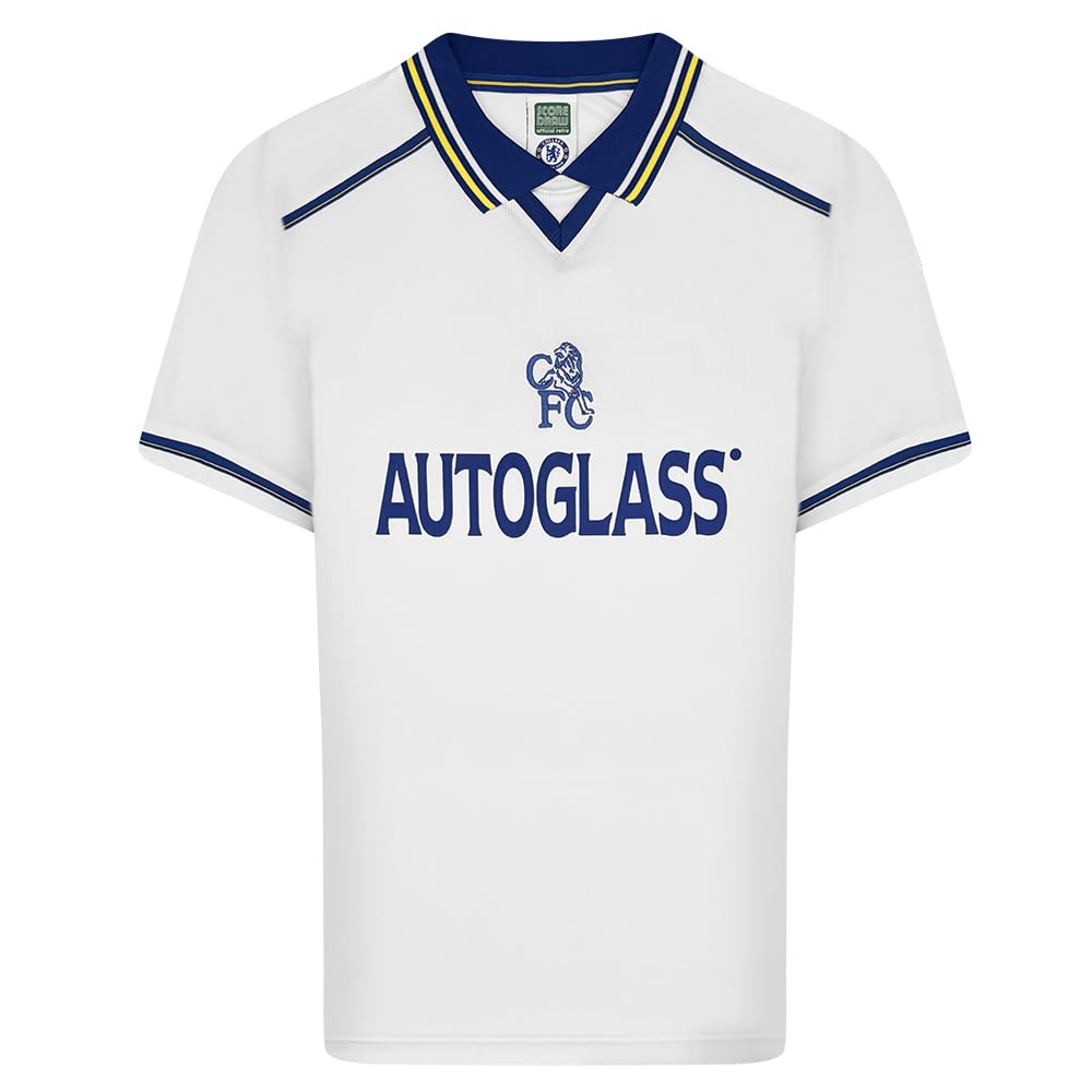 Score Draw Chelsea 1999 Away Retro Football Shirt White Medium Polyester