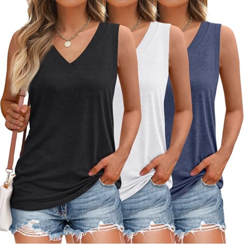 SUNBS 3 Pack Tank Top Women 2026 Sleeveless V Neck