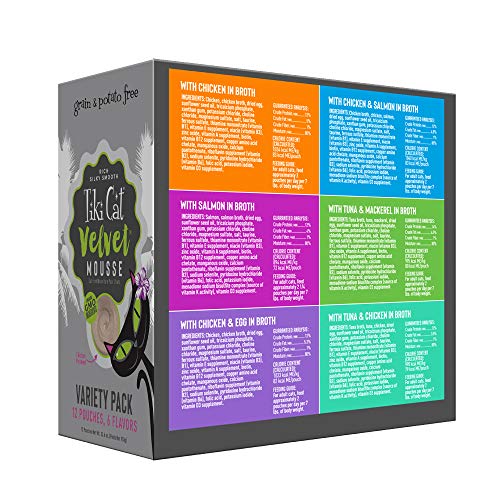 Tiki Cat Velvet Mousse Grain-Free Wet Food With A Silky-Smooth Texture For Adult Cats & Kittens, 2.8Oz, 12Pk, Variety #TOP1