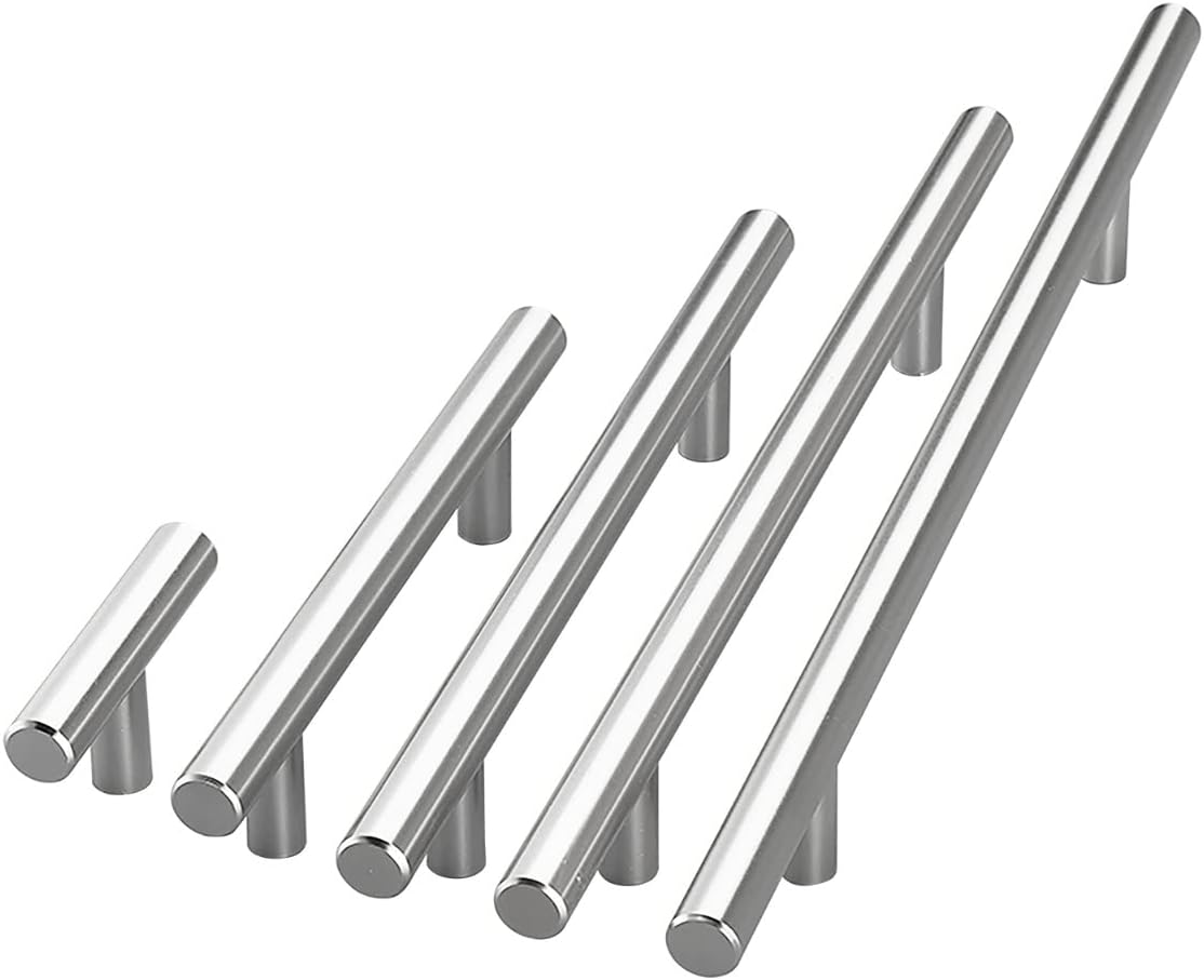 VILA Drawer Handle T Bar,SILVER Drawer Handle Handles for Wardrobes Drawers and Cabinet 1-PACK Hole Center (192mm)