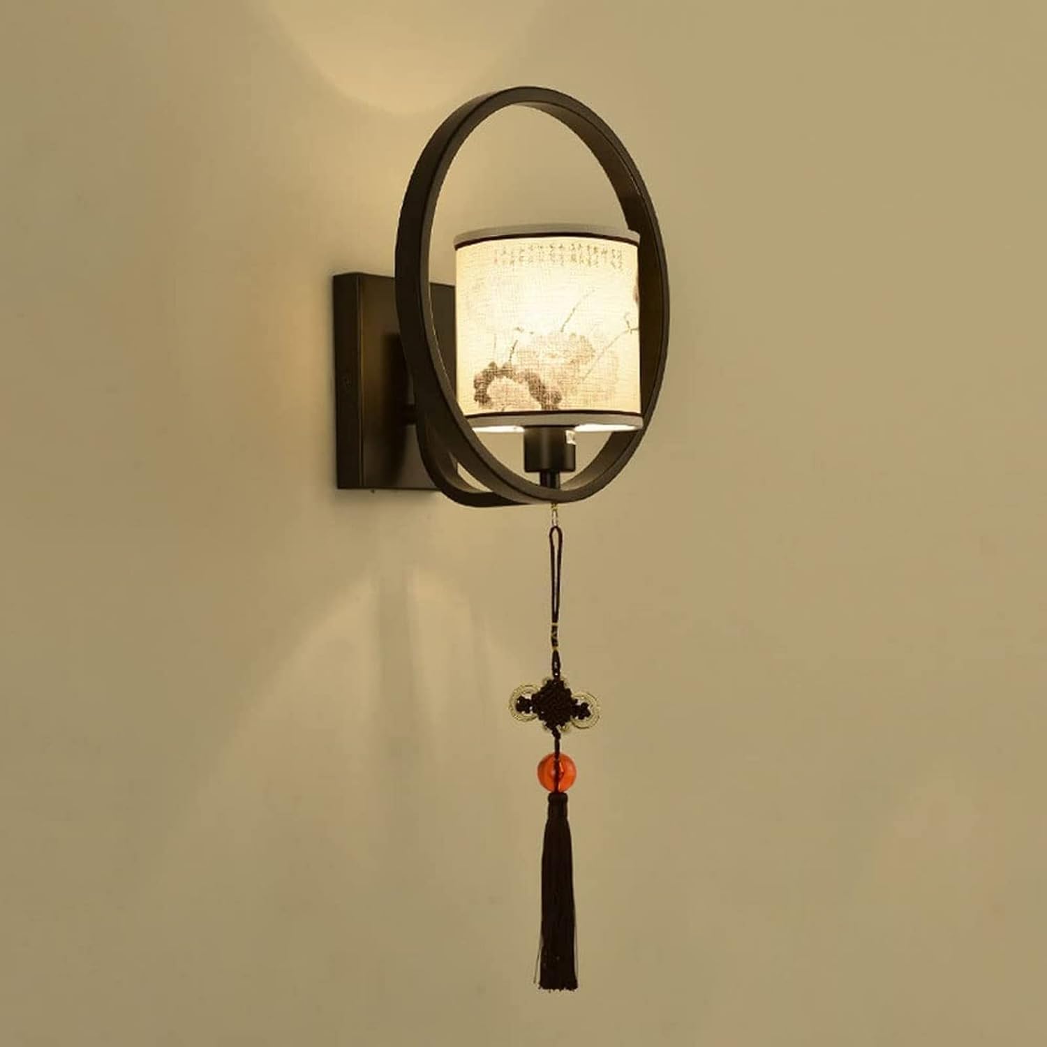 SYAXVOM Black Wall Lamp Modern Metal Sconce, Bedroom Light Living Room Lantern - Chinese Headboard Lighting Fixtures