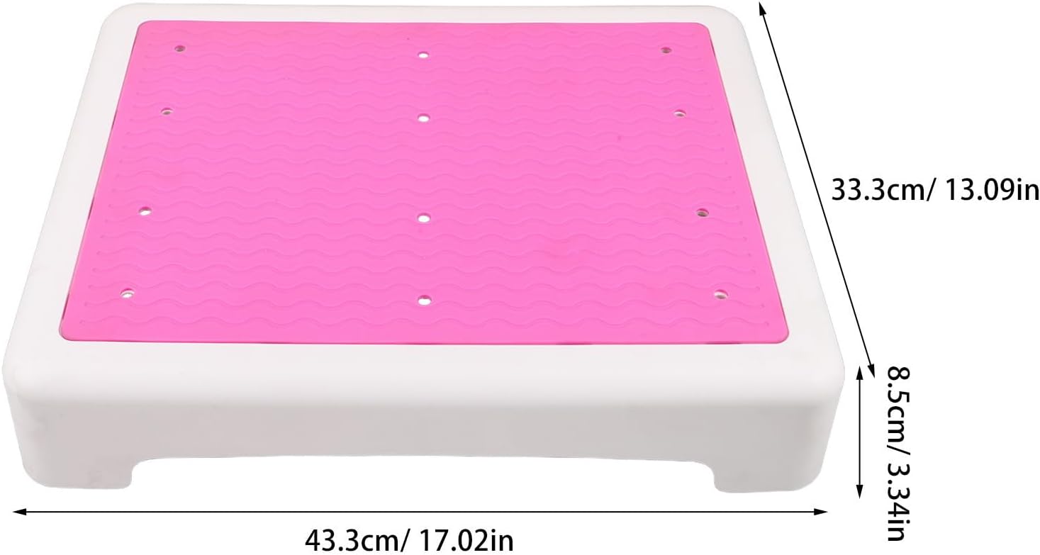 Pink Plastic Toilet Foot Stool for Seniors Bathroom Step Support