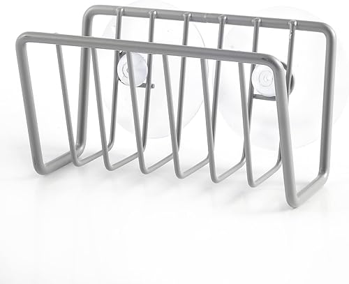 Soporte de esponja para fregadero de cocina soporte de esponja con ventosa, fregadero de cocina diseño de cesta de alambre abierto de secado rápido