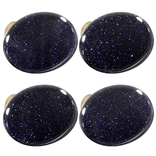 mookaitedecor Set of 4 40mm Blue Sandstone Crystal Drawer Knobs with Screws, Healing Stones and Crystals