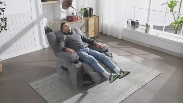 Sillón de descanso ergonómico plegable Gris miniatura 7