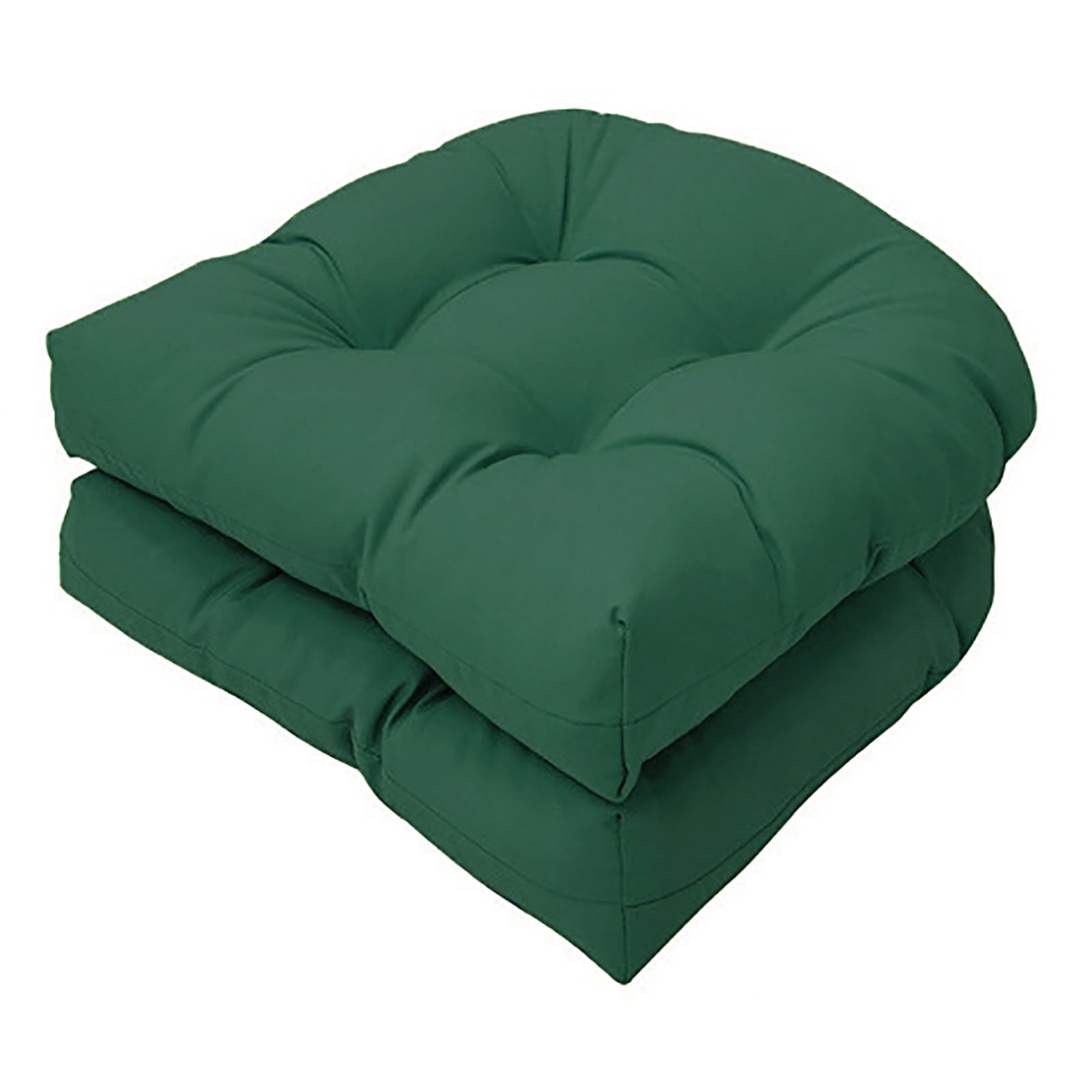 2 Pieces Outdoor U Shaped Cushion, Garden Chair Seat Cushion 19'' X 19''Patio Wicker Overstuffed Seat Pad Loveseat Mats (blackish green)