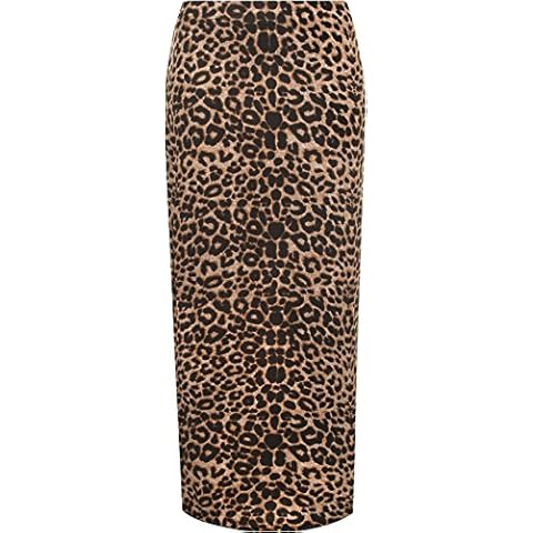 WearAll Women's Animal Leopard Spot Print Long Stretch Maxi Skirt 14 - Brown - 20 Cover