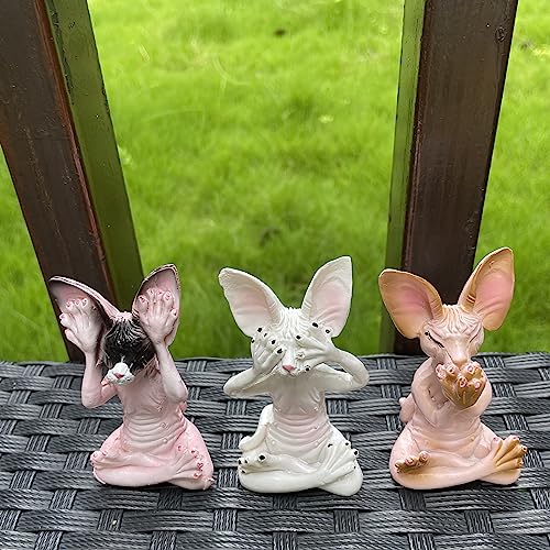 Set de 3 estatuas Gato Sabio Escribe Oye Ve No Mal miniatura 4