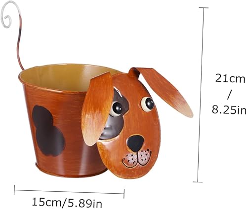 Miniatura 2 de Luxshiny Maceta de hierro para colgar plantas, cubos, jardinería, balcón, maceta de hierro, maceta de hierro, macetas de hierro, mini maceta de