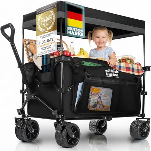 Chariot à Main de Transport Pliable; Buggy de Plage jusqu'à 90 L et 150 kg ; Roues XXL avec Frein ; Chariot de Camping pour Le Jardin et l'extérieur ; poignée...