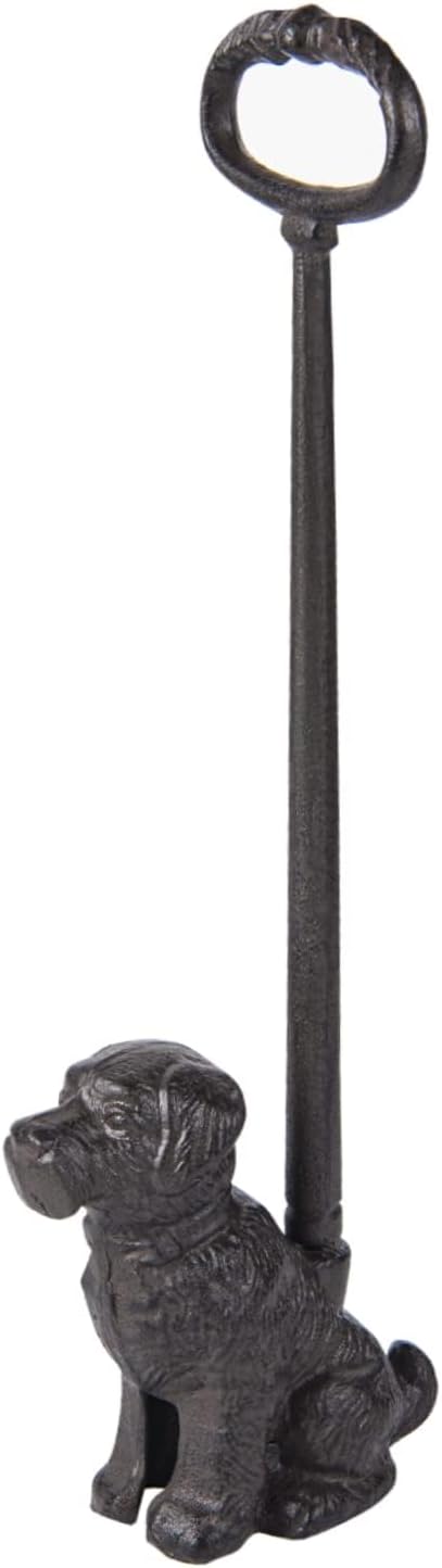 Sungmor Cast Iron Dog Door Stop with Handle – Heavy Duty Decorative Vintage Doorstop, 19.4" Tall Rustic Animal Door Holder, Antique Farmhouse Home Décor for Entryway, Office, or Yard