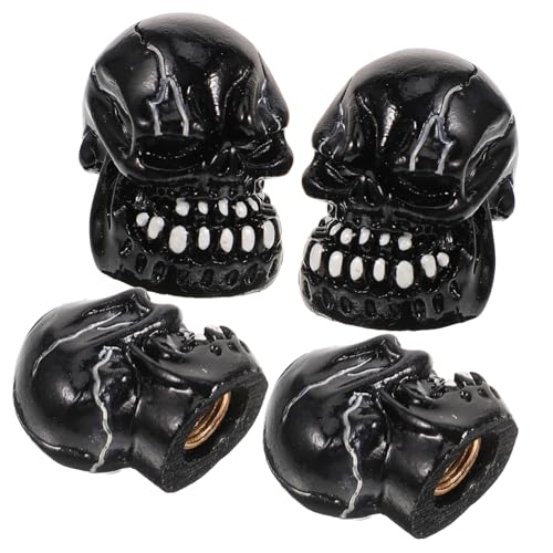 GOOHOCHY Skull Shaped Car Tire Valve Caps 4 Pack for Cars Trucks Suvs Bikes Motorcycles Prevent Valve Corrosion Unique Decorative Design