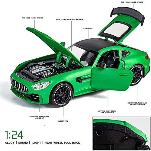 Image of DEUSON ECOM Diecast Metal Car Model 1 /24 Benz AMG GTR Toy Cars for Kids Boy Girl Zinc Alloy Pull Back Toy Car with Sound and Light Gift and Collectible Car Multicolor