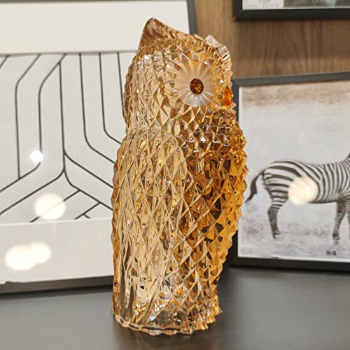 Darmomoon Acrylic Owl Figurine Animal Collectible Statue Animal Scuplture Figurines Collection Table Decor Table Light Home Decor Amber 9.7'' High #TOP6