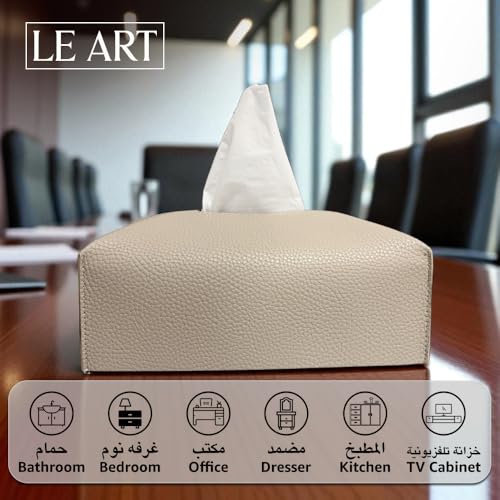 غطاء وحامل علبة مناديل من الجلد من ليرت - حامل علبة مناديل أنيق للمنزل والمكتب والسيارة والفنادق، ديكور غرفة المعيشة وغرفة النوم والحمام | حامل مناديل الوجه، حامل علبة مناديل للسيارة (لون جملي)