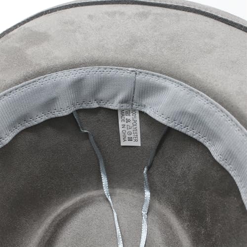 Image of Unisex Western Suede Cowboy Cowgirl Hat Classic Wide Brim Fedora Hat for Men &Women
