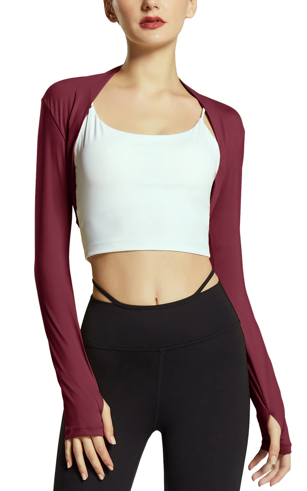 FEOYA Women's Shawl Arm Sleeves with Finger Hole Cooling Sun Protection Bolero Shrug Outdoor Sports