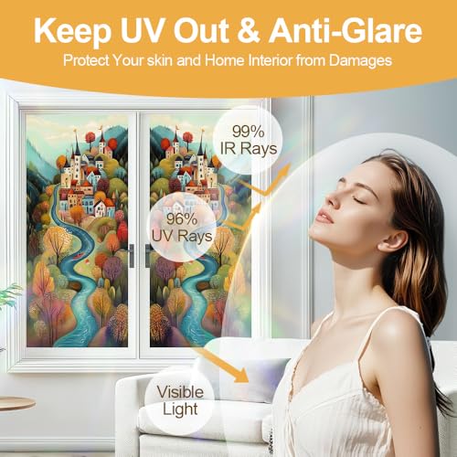 Image of Fairytale Castle Village Window Film 17.32x39.37in Cling