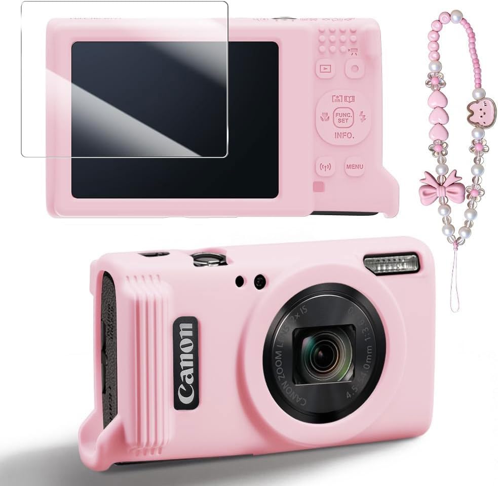 Funda de silicona para Canon PowerShot ELPH 360 con protector miniatura 1