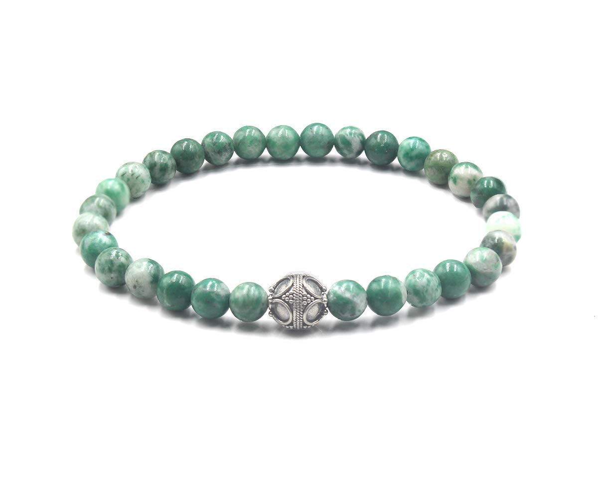 Kartini StudioJade and Sterling Silver Bracelet, Qinghai Jade Bracelet, Men's Jade Bracelet, Beaded Bracelet Man