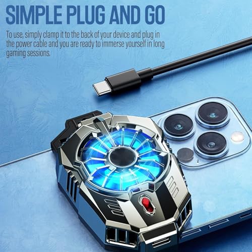 Image of USB Fan Mobile Gaming RGB Phone Cooler Fan, Ergonomic Grip, Triggers & Joysticks, Dual-Speed Radiator for iPhone Android 4.5 to 7 Inch Smartphones