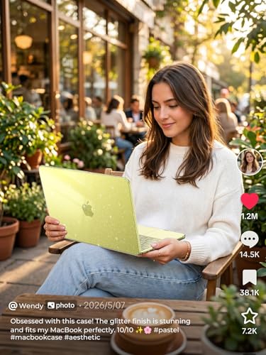 Image of EooCoo Compatible with Apple 2026 MacBook Neo Case 13 inch Mac Laptop A3404 with A18 Pro Chip & 13 inch Liquid Retina Display, Sparkly Transparent Hard Shell, Plastic Snap-on Cover, Glitter Crystal Citrus