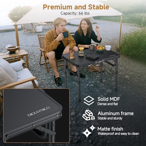 Image of Folding Camping Table, 22 inchx15 inch Picnic Table, 3 Adjustable Height