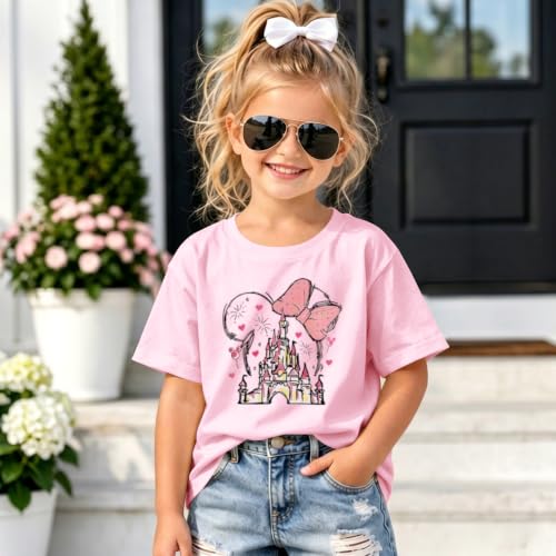 Image of Graphic Shirts for Girls Cute Bow T Shirt Kids Toddler Holiday Tshirt Vacation Trip Summer Tee Cotton Tops