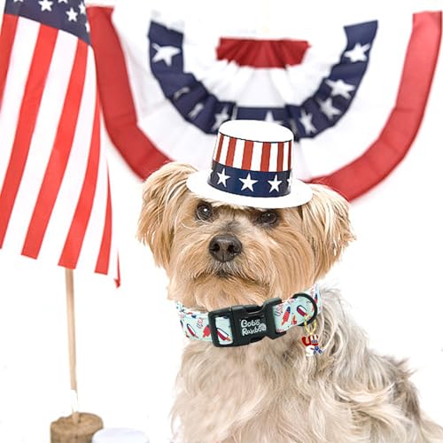Image of Independence Dog Collar-USA Flag Popsicle Print Pet Collar Adjustable Cute Soft Collars Holiday Comfortable Cotton Puppy Collar Gift for Large Dogs