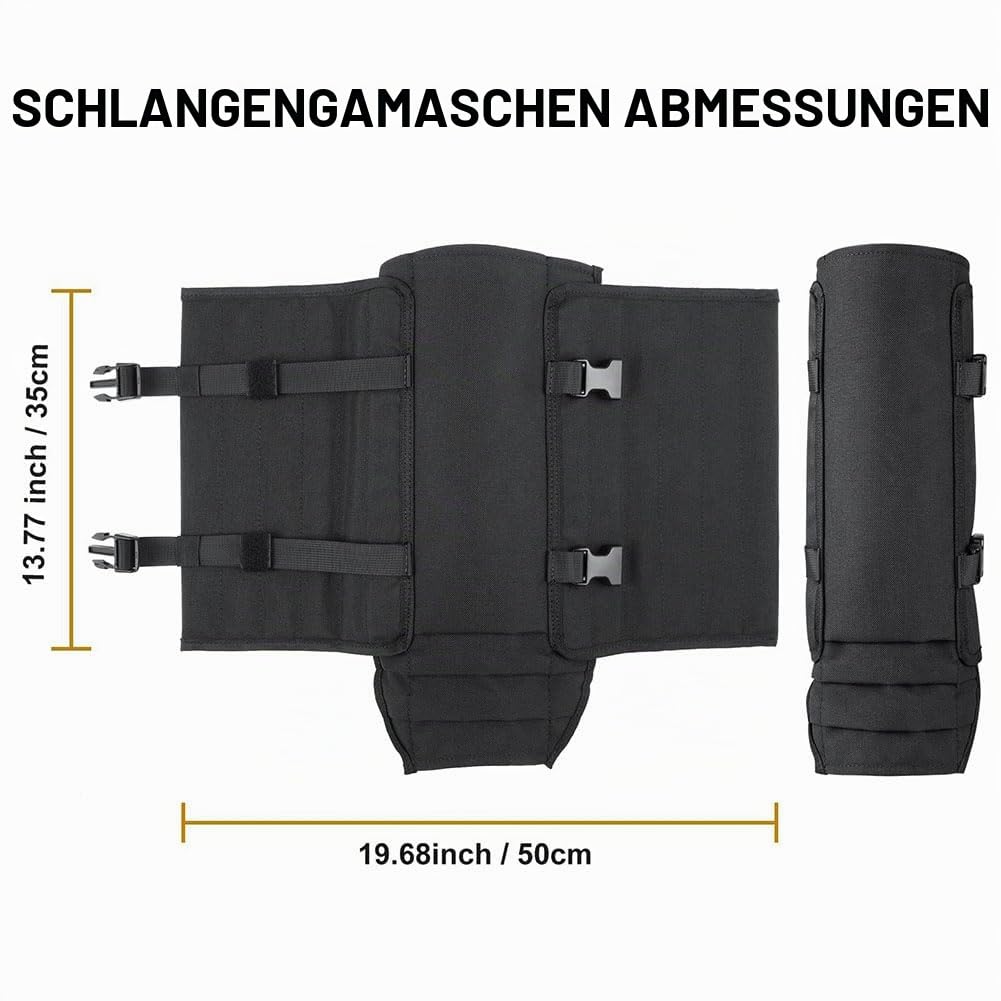 Dschungel-Gamaschen mit Schlange zum Schutz – verstellbare Beinschoner aus Oxford-Gewebe für Wandern, Jagd und Dschungel-Trekking (schwarz)