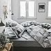 VClife Cotton Duvet Cover Twin Size, Twin Gray Blue White Triangle Bedding Sets Modern Style Geometric Duvet Cover, Zipper Closure & Corner Ties, Breathable, Lightweight