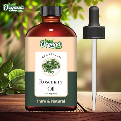 Image of Organic Zing Rosemary Essential Oil Pure & Natural for Skin, Face, Hair Care, Aromatherapy, Diffuser, Conditioner - 118ml