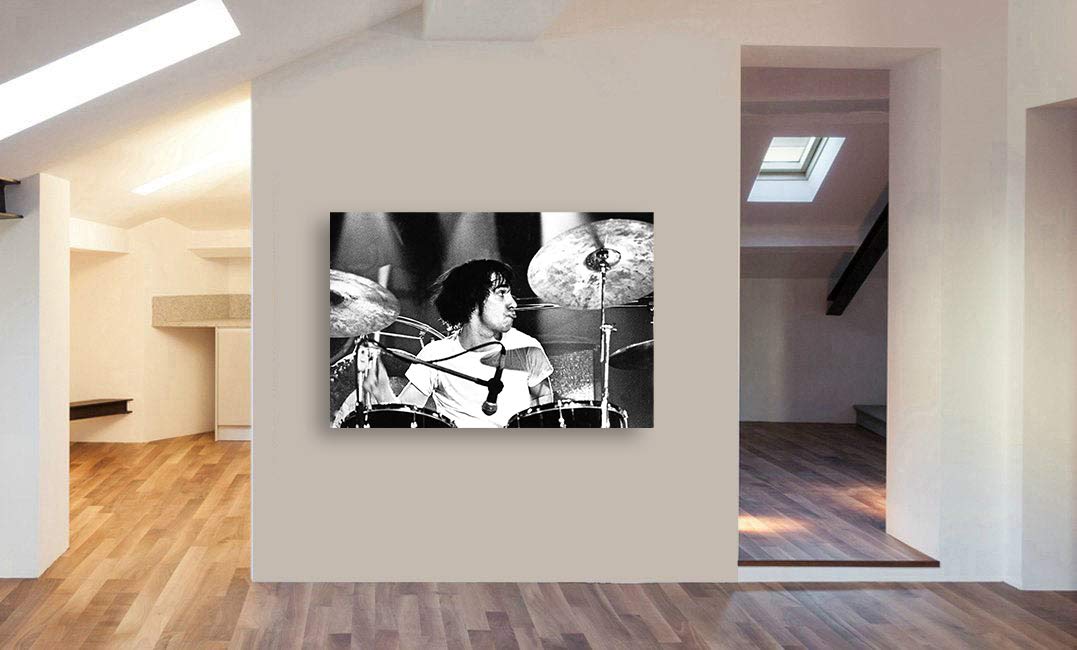 Keith Moon - Drummer - The Who Rock Band - Stampa artistica su tela incorniciata, varie misure (A0 119,4 x 83,8 cm)